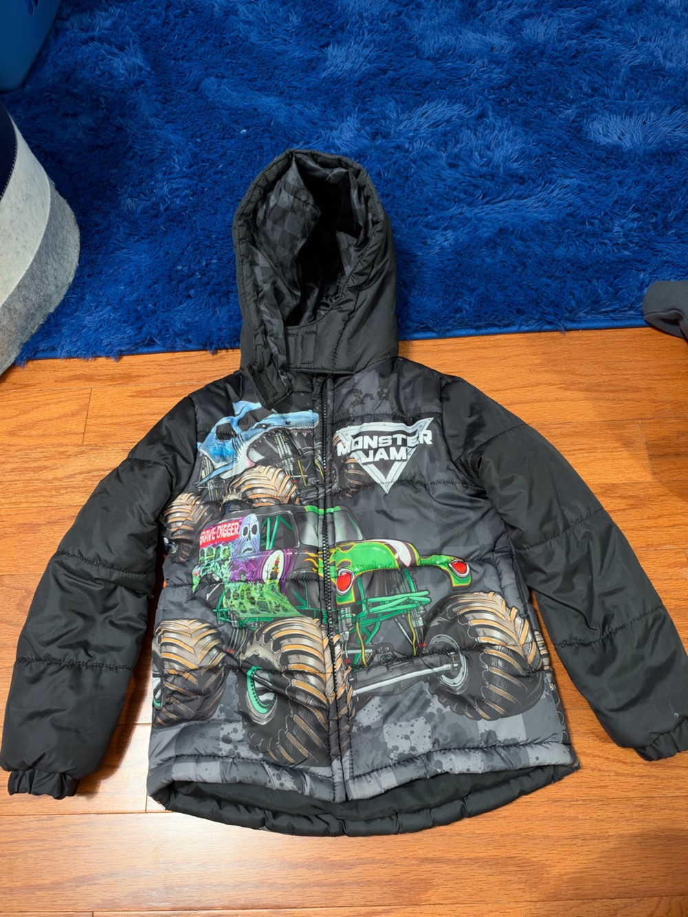 Monster Jam Kids Black Puffer Jacket with Hood